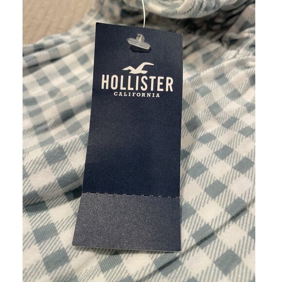 Hollister Gingham Crop Halter -- Teal and White - Size Small - NWT - Picture 7 of 8